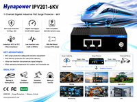 Parafoudre industriel PoE Gigabit 1 canal OEM/ODM 6KV DIN-Rail -40 - 75 ℃   CE FCC pour CCTV/AP sans fil Hynapower IPV201-6KV