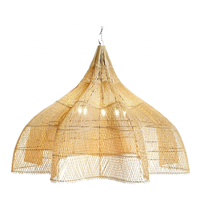 <span class=keywords><strong>Lampadario</strong></span> in Rattan Intrecciato Artigianale, Paralume in Vimini e Bambù <span class=keywords><strong>per</strong></span> Lampada a Sospensione Grande - Product Image 1