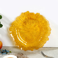 Assiette de présentation en plastique PS transparente imitation rotin, 13 pouces, or rose, pour mariage et fête, réutilisable, économique et élégante, vente en gros