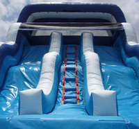 Toboggans aquatiques gonflables en PVC à double vague avec piscine pour les fêtes d'enfants dans la cour et la location