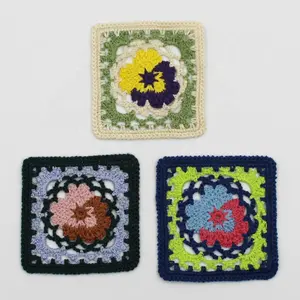 75mm Large Computer Embroidery Machine Custom Square Crochet Applique Comfortable 3D Hollow Sew On Crochet Patches