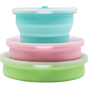 Custom Reusable <strong>Collapsible</strong> Silicone Food <strong>Storage</strong> Container for Baby Lunch <strong>Box</strong> Neutral Colour - Product Image 1