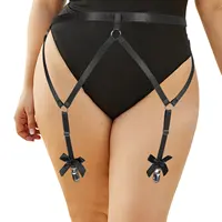 Women Body Harness Garter Belt Leg Lingerie cage Soft Elasticity Punk Gothic Adjustable Belt for Night Party with Rosette