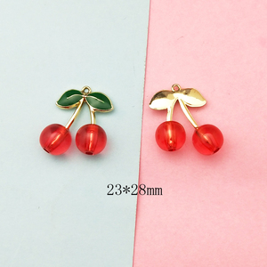 Ciondoli di ciliegia smaltati alla moda ciondoli di ciliegia di cristallo di frutta ciondolano per orecchini creazione di gioielli <span class=keywords><strong>D</strong></span> I <span class=keywords><strong>Y</strong></span> 23*28 MM - Product Image 5