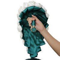 2024 personnaliser couleur cascade goutte d'eau cristal ruban fleur vert émeraude et ivoire luxe mariée Bouquet fleurs de mariage