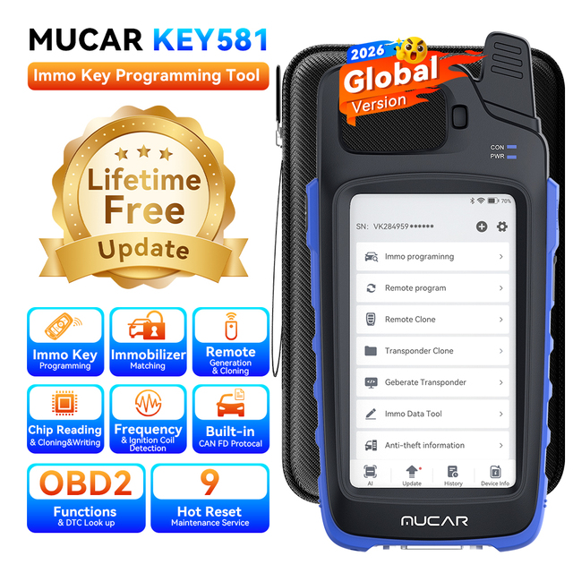 MUCAR KEY581 IMMO Key Programming Tools Key Remote Generation Built in CANFD Protocol 9 Reset Lifetime Free Update Mucar Scanner