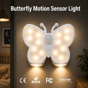 Butterfly Motion Sensor <b>Light</b> type-C <b>Rechargeable</b> <b>LED</b> Night Lamp 3Modes Stepless Dimming Magnetic Wall <b>Light</b> for Bedroom Cabinet - Product Image 1