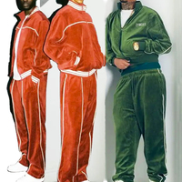 Fabricant de vêtements personnalisé hiver haute qualité 3m velours réfléchissant vestes pantalon deux pièces velours survêtement hommes Jogging costume