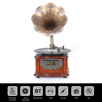 Tourne-disque vinyle rétro USB/CD/Bluetooth avec haut-parleur Gramophone