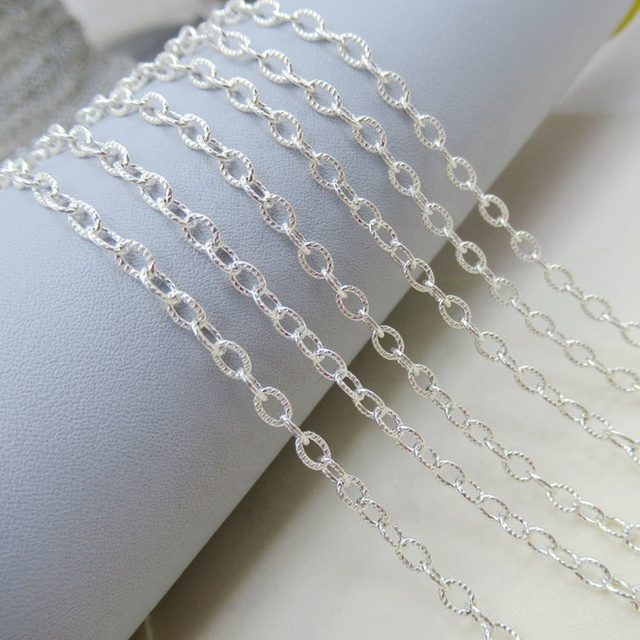 Fashion 925 Sterling Silver 2.6mm Patterned Cable Bulk Chain O-shaped Cross Chain for Girls Men Jewelry Making