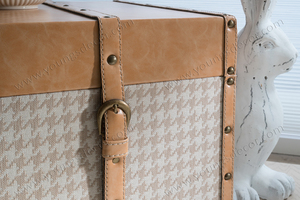 Cổ hình chữ nhật lưu trữ bằng gỗ thân cây Organizer <span class=keywords><strong>Box</strong></span> với PU vành đai da trang trí lưu trữ nhà - Product Image 3