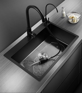Fregadero de cocina de cuarzo personalizado de alta calidad, fregadero de cocina de Piedra Negro, cuenco <span class=keywords><strong>doble</strong></span>, <span class=keywords><strong>lavabo</strong></span> que contiene drenaje - Product Image 2