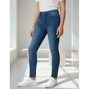 Jeans dritti Adrenaline per ragazze, lavaggio medio, vita alta, stile casual, 5 tasche, pantaloni in denim per bambini - Product Image 1