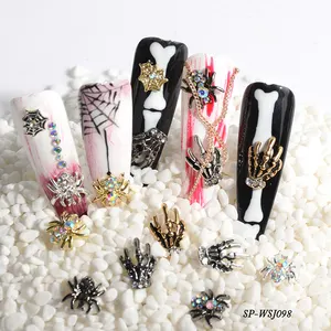 Halloween Design Nail Art Decoration Alloy Dark Spider Skull Mixed Punk Nails Ornaments Metal Jewelry Manicure Accessories