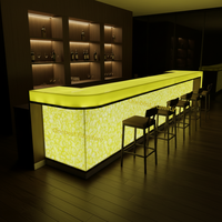 Comptoir de bar LED en pierre à surface solide, style classique vintage et moderne, personnalisable pour centre commercial et café