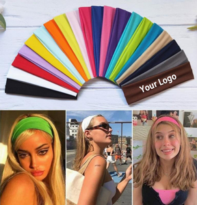 Bandeau de couleur unie à haute élasticité pour cheveux, yoga, exercice, accessoires de mode, bandeau absorbant, personnalisation - Product Image 1