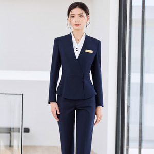 Women's Professional Suit Spring 2025 Long Sleeve Hotel Receptionist Uniform Elegant Fashionable Office Customer Service Wear - Product Image 1