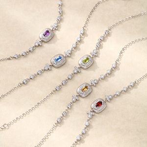 9 delicadas pulseras de plata de ley 925, impermeables, que no se deslustran, con piedra natural de corte ovalado de 3*5 mm, joyería fina para mujer. - Product Image 3