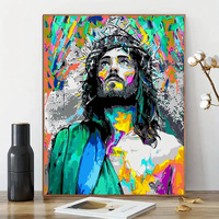 Kit de peinture acrylique pour adultes, peinture par numéros de Jésus, kit de peinture acrylique pour cadeau de vacances, décoration murale