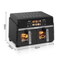 Friteuse à air double compartiment RAF R.5003 1100W Plus 1100W 5.0L Plus 5.0L avec contrôle double synchronisé et minuterie de 80 à 200°C pour la préparation de repas en famille