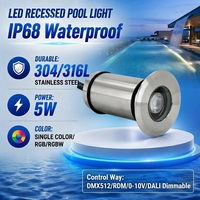 Projecteurs LED submersibles pour piscine, étanches IP68, 20W RGBW, blanc chaud, verre, 4-en-1 DMX/RDM, acier inoxydable 316, diamètre 62mm
