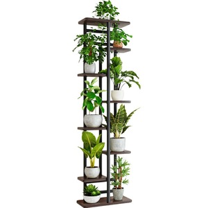 Support pour plantes à plusieurs niveaux en bois et métal, support à fleurs pour l'intérieur et l'extérieur, pour la maison, le jardin, le balcon, plantes vertes, design minimaliste - Product Image 5