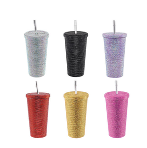 <strong>Luxury</strong> Bling Stainless Steel Tumbler Full Rhinestone Diamond Coffee <strong>Water</strong> <strong>Bottle</strong> with Lids for Parties and Office Use - Product Image 2