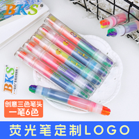 Stylo publicitaire BKS avec logo imprimé, pointe oblique 6 couleurs, impression UV, surligneur liquide direct, non effaçable, taille normale pour