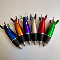 Stylo à bille en plastique en forme de fusée, multicolore, 4 recharges, avec logo personnalisé, écriture lisse pour le bureau et l'école