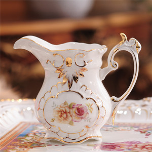 European Ceramic Sugar Milk Pot and Flower <b>Tea</b> Coffee Cup <b>Set</b> for Afternoon <b>Tea</b> and Holidays Large Plate Included - Product Image 2