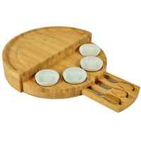 WOQI Planche à charcuterie Bols en céramique Ensemble de couteaux Plateau de service en bois pivotant Plateau en bois de bambou Artisanat Boîtes en bois Signes muraux