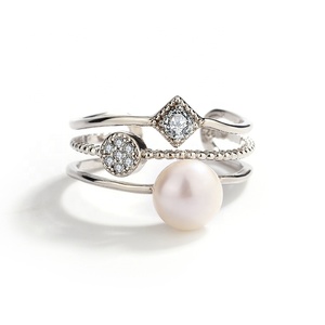 Bague en argent sterling 925 avec perle d'eau douce naturelle Kammy de 7 à 7,5 mm, taille ajustable, bijou de fiançailles pour femme - Product Image 3