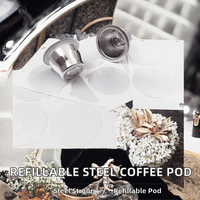 Capsule de café moderne rechargeable et écologique en acier inoxydable avec couvercles en aluminium, support de filtre réutilisable pour expresso – En stock