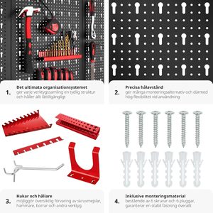 <span class=keywords><strong>Panel</strong></span> de <span class=keywords><strong>Herramientas</strong></span> Metálico Ajustable con Ganchos - Sistema de Almacenamiento Multifuncional con Tablero Perforado para el Hogar y el <span class=keywords><strong>Taller</strong></span> - Product Image 4