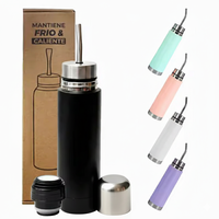 Tasse à Yerba Mate Argentine en Acier Inoxydable 500ML, Gobelet Isotherme Personnalisé 3-en-1 avec Paille et Filtre à Thé Intégré