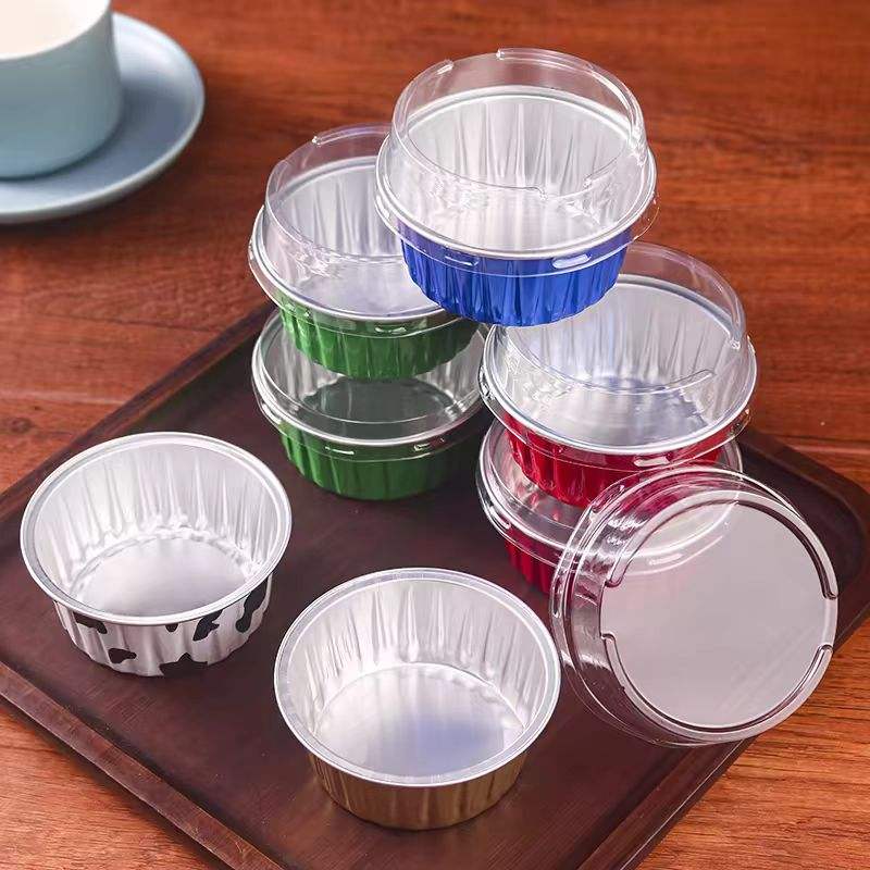 Toast Spoon Jogoico Set 60 Mini Round Cake Molds Lids Spoons 150ML Aluminum Baking ...