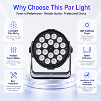 Projecteur PAR de scène 18 LED RGBW à mélange de quatre couleurs IP65 avec contrôle DMX512/activation sonore, intensité variable pour DJ, fêtes, mariages, concerts