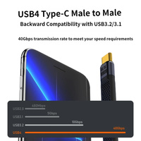Câble USB 4.0 Gen3 40 Gbps FPC coudé, PD 240W 5A, charge rapide, USB C vers Type C, Thunderbolt4, câble 8K60Hz, câble de données USB C