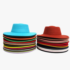 <span class=keywords><strong>Chapeau</strong></span> Fedora en coton polyester uni, matière végétalienne, logo personnalisé, large bord, laine, femmes, hommes, fête, festival, chapeaux Fedora élégants - Product Image 4