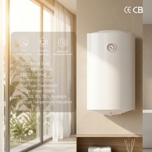 <span class=keywords><strong>Chauffe</strong></span>-<span class=keywords><strong>eau</strong></span> vertical émaillé efficace 1500W 240V <span class=keywords><strong>100L</strong></span> pour usage domestique, hôtelier, salle de bain, cuisine, certifié CE CB - Product Image 1