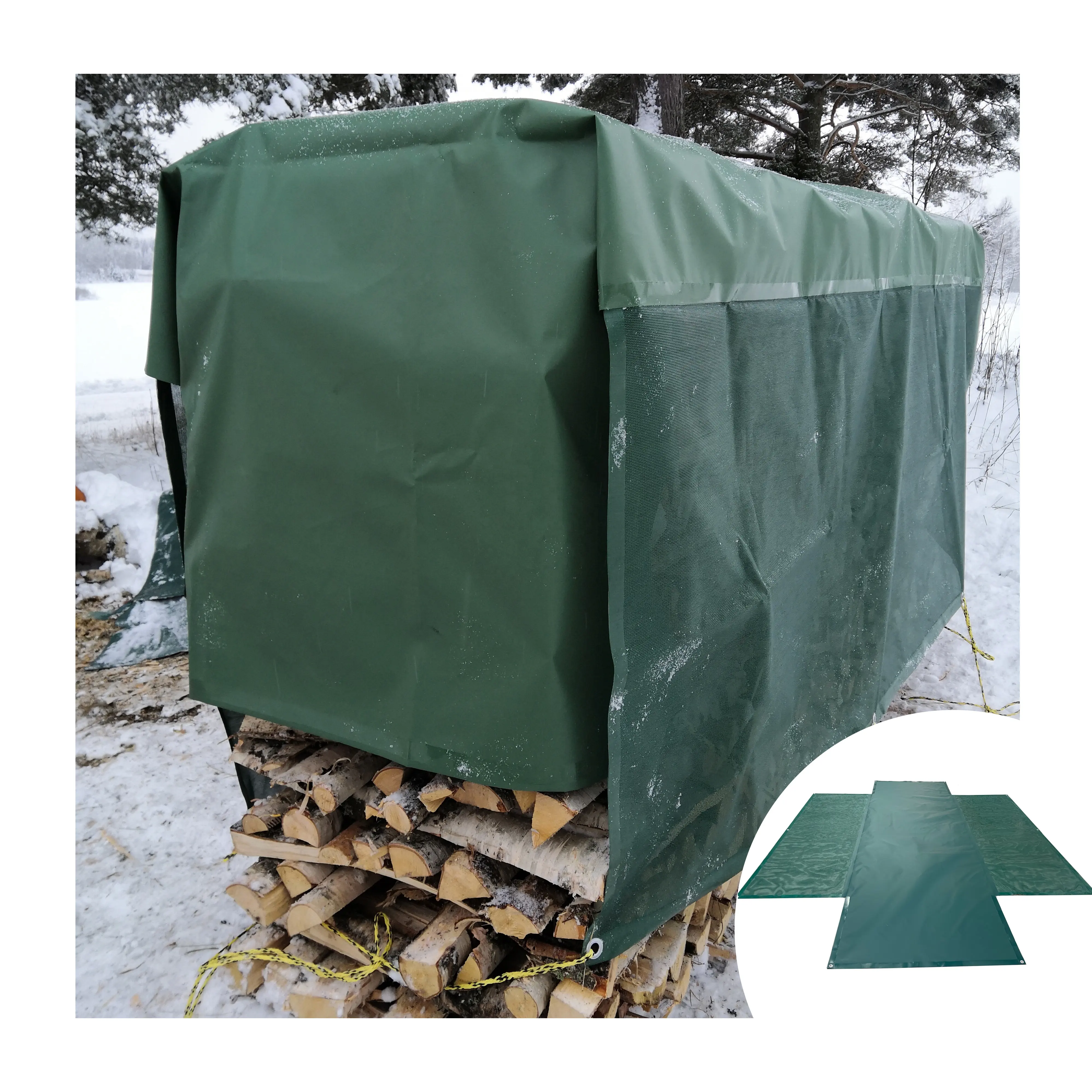 Древесный брезент, защитный брезент, ткань, ПВХ брезент с УФ-обработкой для дров