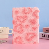 Carnet en peluche jacquard à motif cœur pour la Saint-Valentin, 80 feuilles, non relié, cadeau étudiant de grande valeur pour amis, journal intime dessin animé style Ins