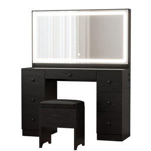 Coiffeuse de maquillage Offre Spéciale coiffeuse de maquillage avec lumières LED tiroir de rangement rotatif rétractable de grande capacité - Product Image 2