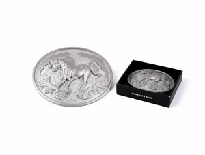 Fibbia Rotonda Grande in Lega Argento Opaco Nero 4,5 cm, Fibbia per Cintura in Lega Pressofusa - Product Image 1