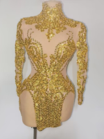 AD2984 Produits Tendance Nouveautés Pantalons de Danse Latine pour Filles Tenue de Performance Sexy avec Mini Robe de Scène à Paillettes Dorées