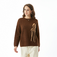 Pull-over personnalisé en laine à manches longues pour femmes, pull à col chaud sport brodé à la main, Style décontracté, grande taille