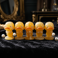 Cristal de Calcita Naranja Natural Tallado en Forma de Animal de Dibujos Animados, Patito Amarillo Enojado, para Adornos y Juguetes Infantiles
