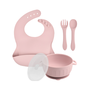Wholesale New Baby <b>Weaning</b> <b>Set</b> BPA Free Silicone 4-Piece Bamboo Suction Bowl Spoon Cartoon Pattern Baby Feeding <b>Set</b> Eco-Friendly - Product Image 4