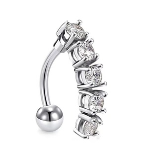 10 pezzi Anello per ombelico in acciaio inox 316L Anello per ombelico con zircone Anelli per <span class=keywords><strong>Piercing</strong></span> al ventre gioielli Sexy per le donne - Product Image 4