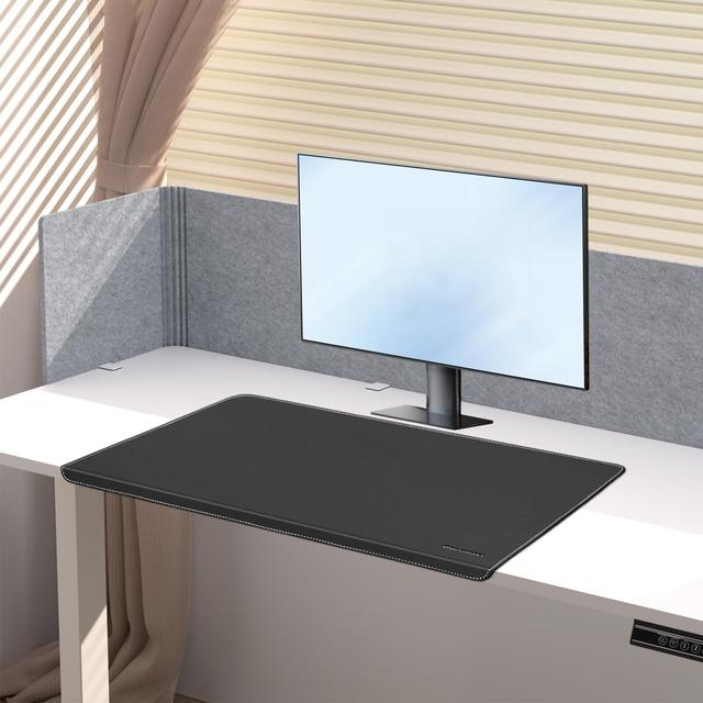 Modern Desk Mat with Lip & Reinforced Stitched Edge Non-Slip Waterproof PU Leather Ergonomic Keyboard Mouse Pad
